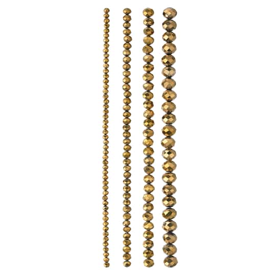 12 Pack: Gold Half Faceted Glass Rondelle Beads by Bead Landing™